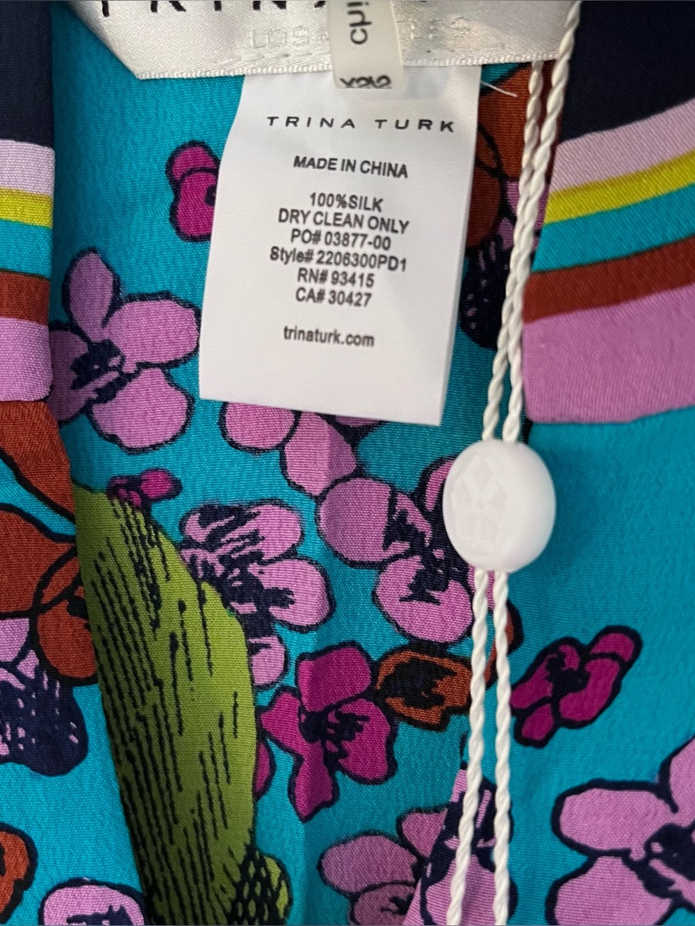 Trina Turk “Theodora” Bright Fuchsia & Turquoise Floral V-Neck Swim Coverup - Picture 5 of 16